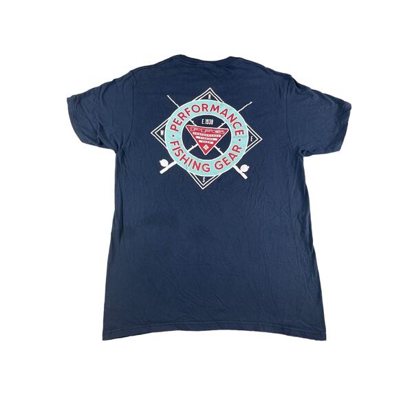Columbia PFG Shirt Mens Medium Blue Tee Performance Fishing Gear Outdoors Angler - Picture 1 of 11